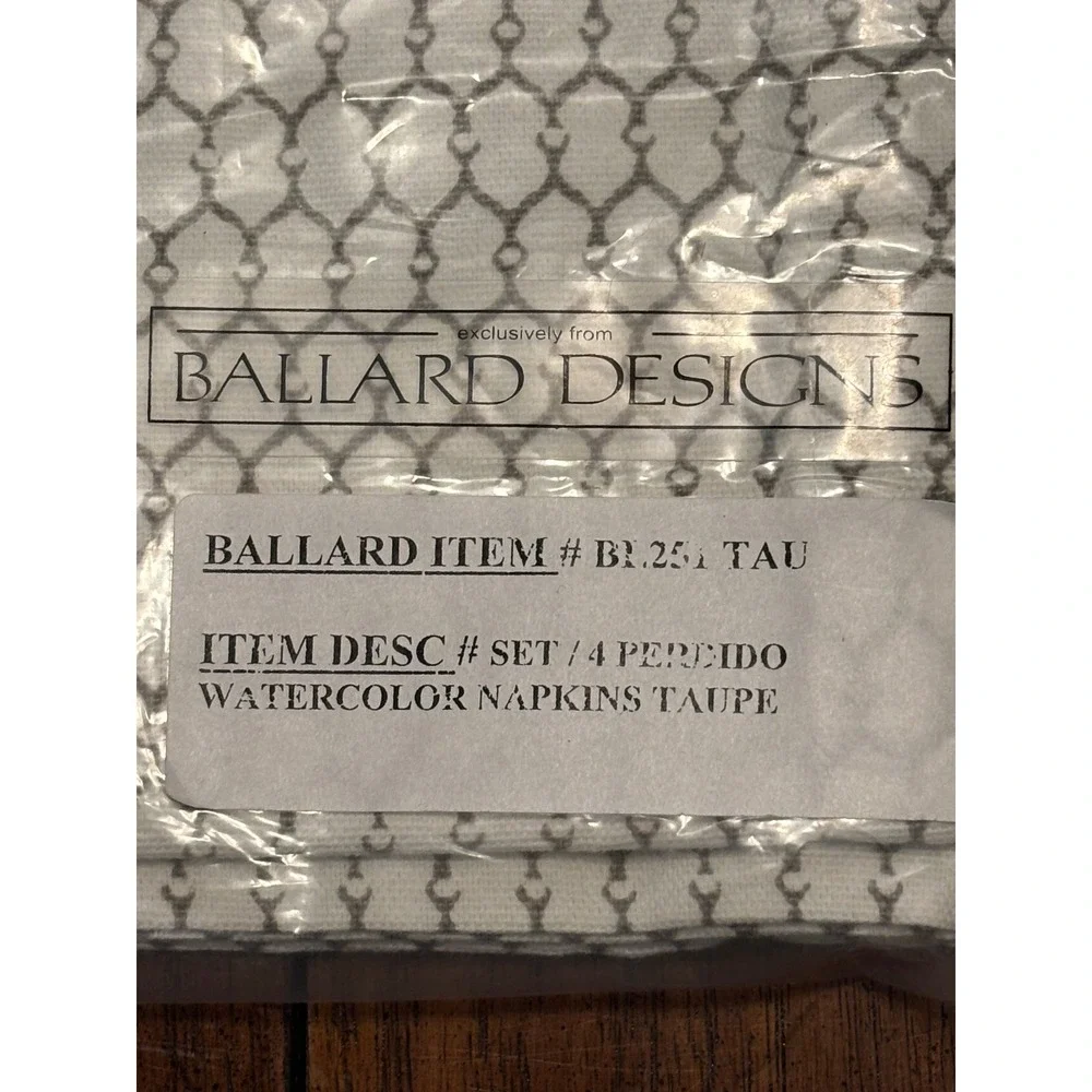 Napkins Taupe Ballard Designs Perdido Watercolor Set of 4 Cotton 20.5